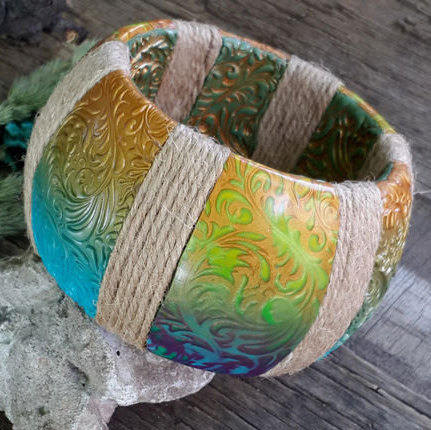 Boho Colorful Bracelet Wide Bracelet OOAK Statement Bracelet Boho Jewelry Unique cord bracelet large bracelet gift for girlfriend