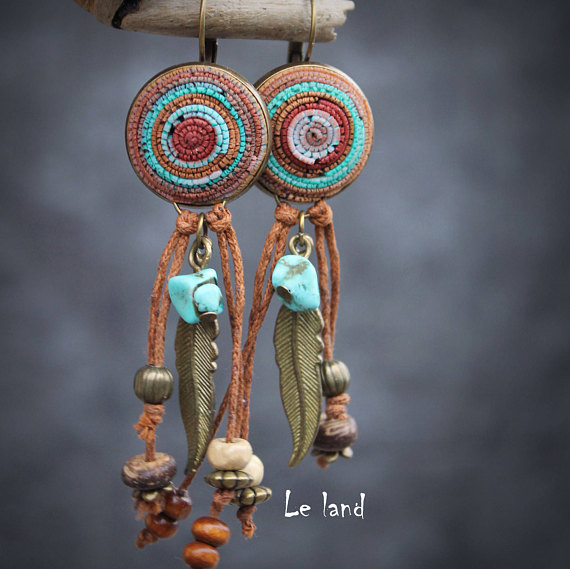 Polymer clay bohemian jewelry