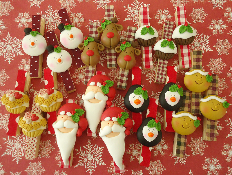 Christmas decorating clips polymer clay