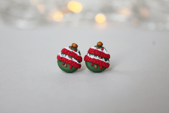 Polymer clay Christmas stud earrings