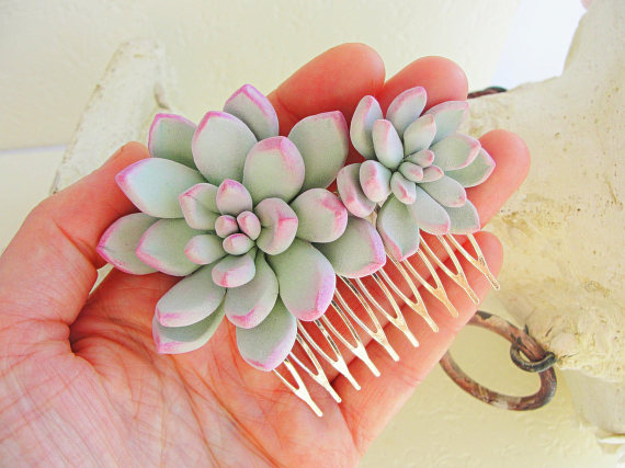 Polymer clay flower hair comb