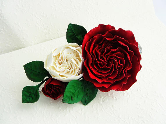 Polymer clay flower hair comb