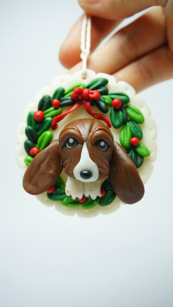 Polymer clay Christmas ornaments for cat or dogs lovers