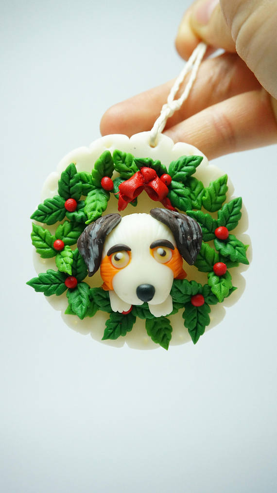 Christmas ornament, Cute Puppy ornament clay miniature,Dog breed clay figure,custom dogs ornament,handmade clay pet for dog or cat lovers, polymer clay Christmas ornaments for cat or dogs lovers