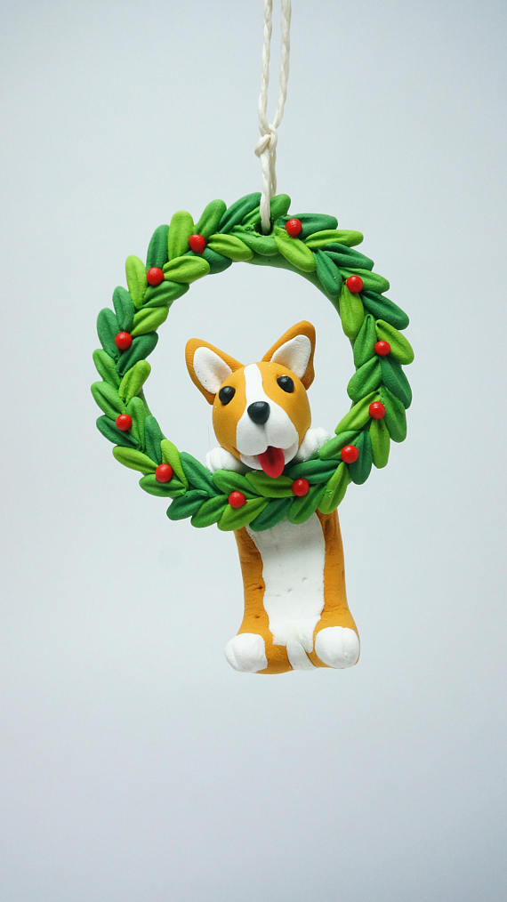 Christmas ornament, Xmas ornament clay miniature, Dog clay figure, custom dogs ornament, handmade clay pet for dog or cat lovers