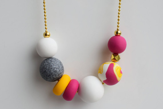 Polymer clay modern chunky necklace ideas