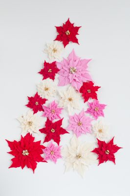 Polymer clay Christmas decorations with poinsettias