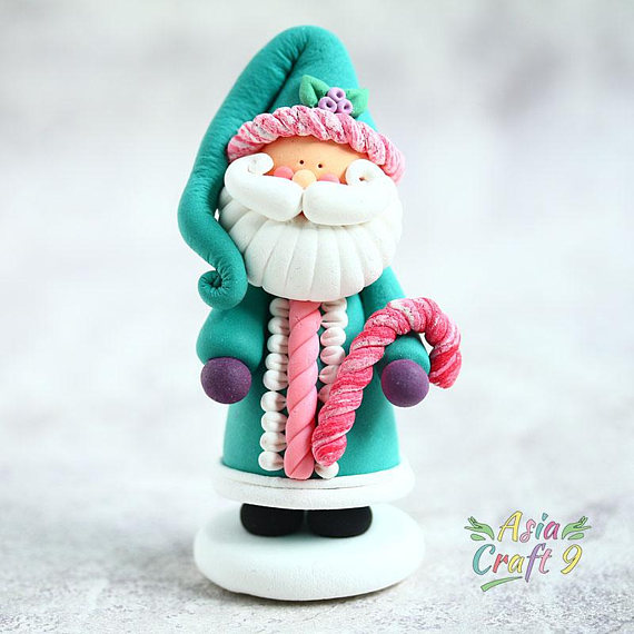 Clay Santa Claus ornament, Clay Santa Claus Christmas figure decoration, Handmade Christmas decorations