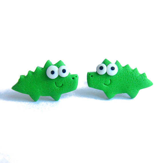 Crocodile Earrings, Green Earrings, Animal Earrings, Funny Animal Jewelry, Girls Earrings, Childrens Gifts, Childrens Jewelry Gifts For Kids