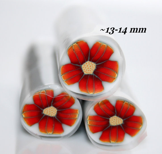 Dark Orange Polymer Flower Cane