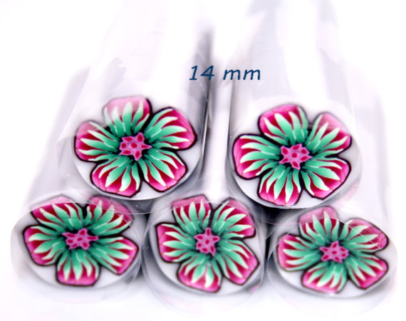 Dark Pink and Green flower Polymer Cane