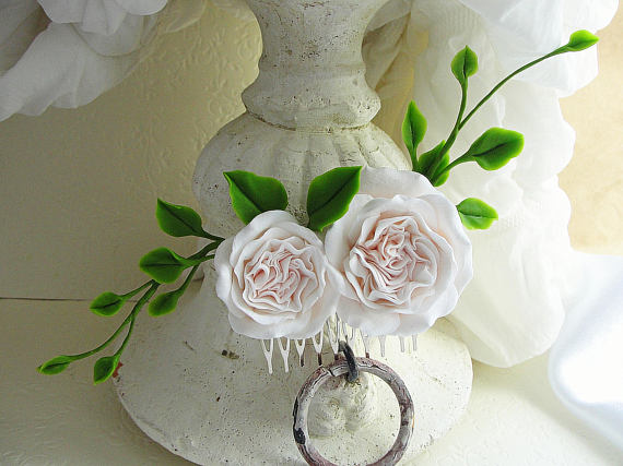 Polymer clay flower hair comb