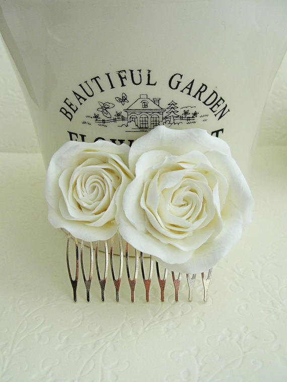 Polymer clay flower hair comb