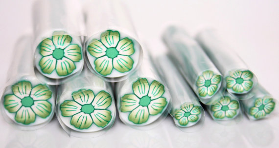 Green Flower Polymer Cane