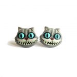 Halloween Jewelry, Halloween Cat Earrings, Halloween Costume, Alice in Wonderland Earrings, Cheshire Cat Earrings, Scary Earrings Fimo Studs