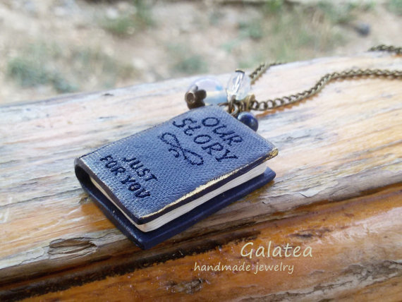 Mini Book necklace Book lovers jewelry Miniature book pendant Custom Tiny book Personalized Book necklace custom book necklace Romantic gift