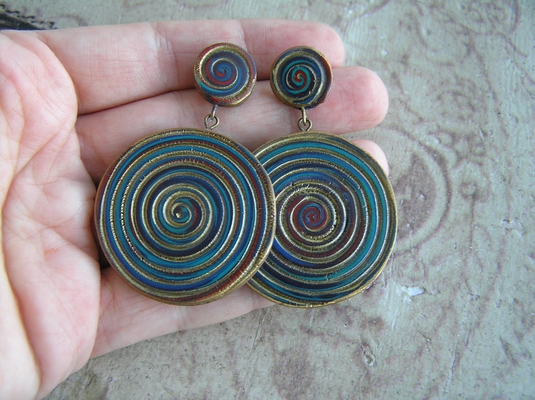 round polymer clay earrings