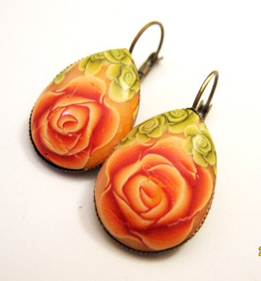 Polymer clay canes earrings