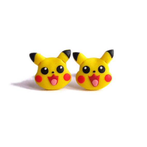 Pikachu Earrings, Pikachu Girls Outfit, Pokemon Earrings Outfit, Yellow Earrings, Funny Earrings, Stud Earrings, Birthday Gifts For Friends