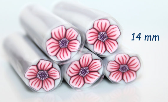 Pink Flower Cane with Purple Core, polymer clay canes ideas