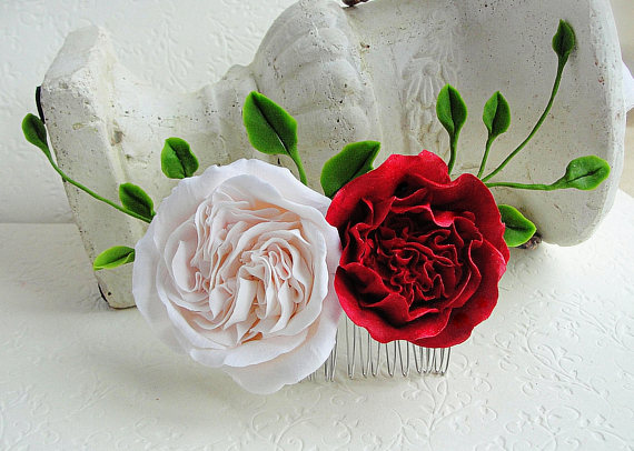 Polymer clay flower hair comb