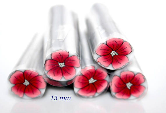 Pink tropical flower polymer cane / raw cane / sale individually