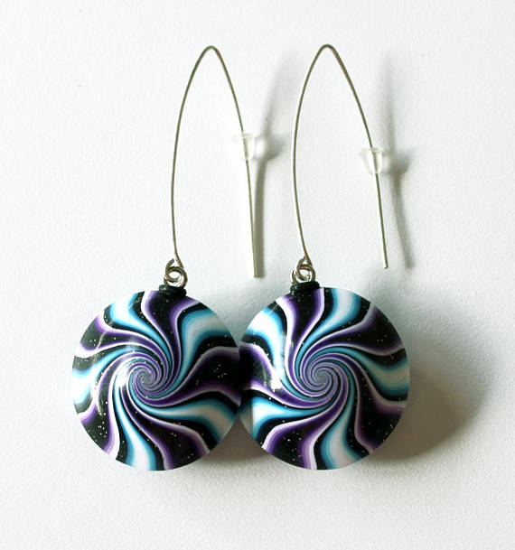 Polymer Clay earrings, Polymer jewelry, cool earrings, DIY earrings, wearable art, handmade, polymer clay, swirl earrings, DIY jewelry