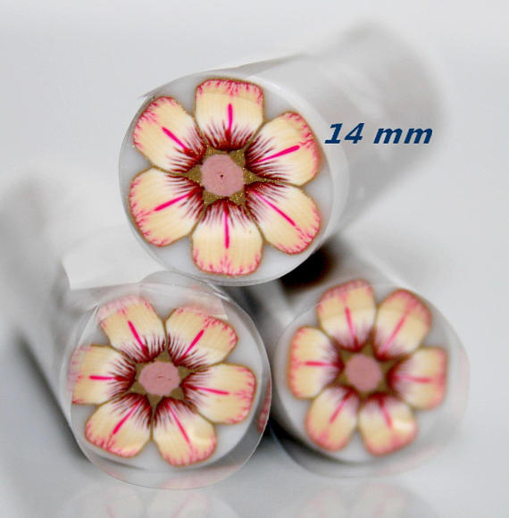 Polymer cane flower petals wrap raw cane