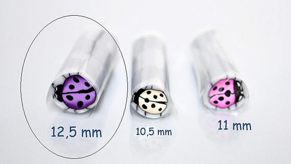 Polymer cane purple/ pink/ beige Ladybug raw cane