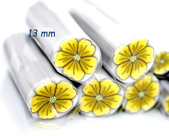 Polymer cane * yellow tropical flower * / cane raw translucent the outline