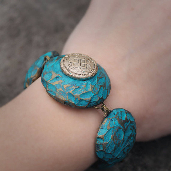 Polymer clay Bracelet Womens Bracelet bohemian Bracelet gift for her unique boho bracelet large beaded bracelet Mothers Day gift mom gift