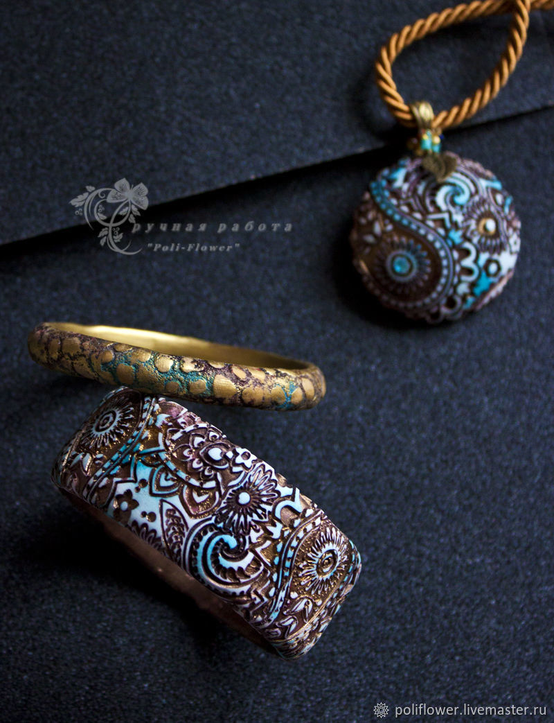 Polymer clay tube necklace and other assorted accessories