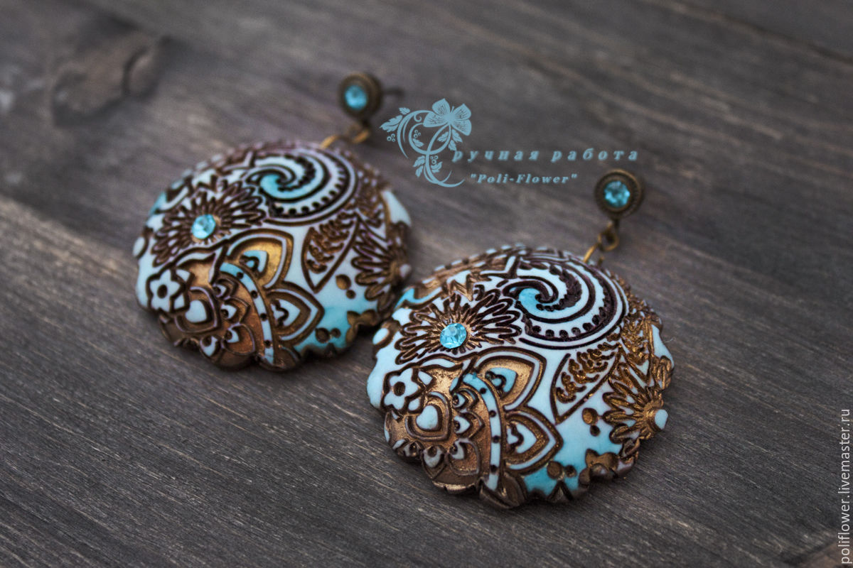 Polymer clay assorted blue earrings