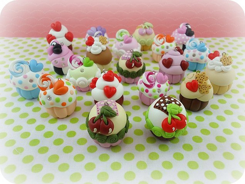 Polymer clay cupcake charms