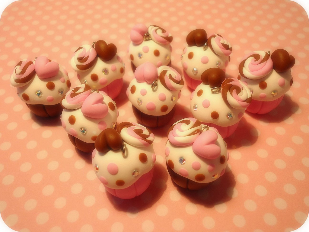 Polymer clay cupcake charms