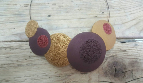 Polymer clay handmade bib necklace