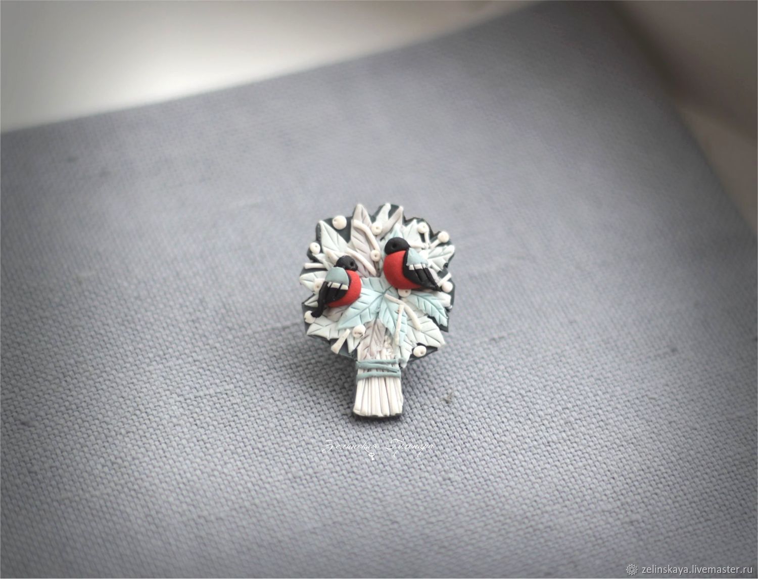 Polymer clay miniature bouquet brooch