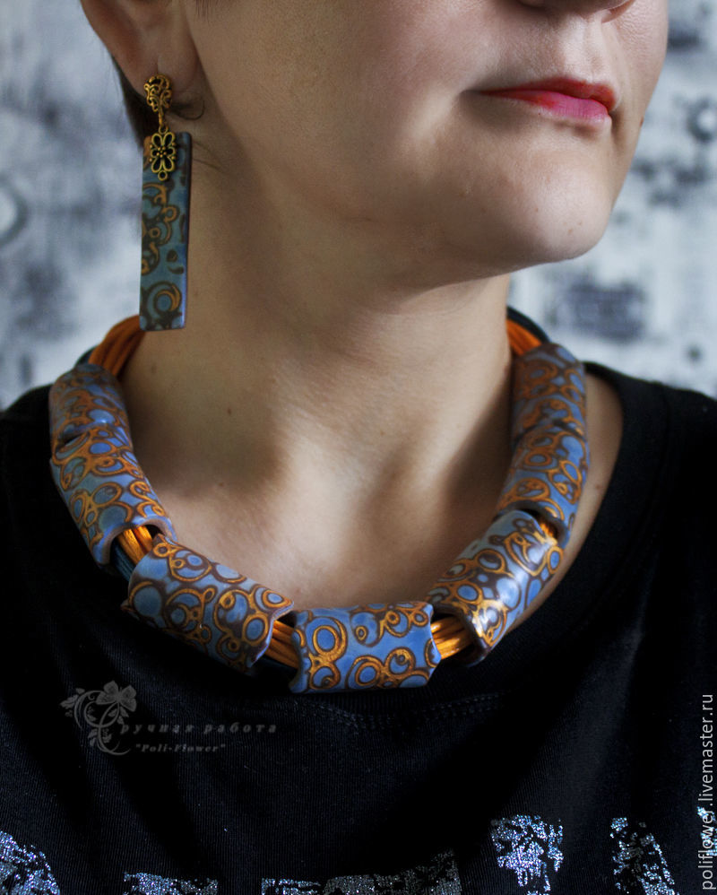 Polymer clay tube necklace and assorted earrings