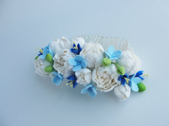 Polymer clay flower hair comb