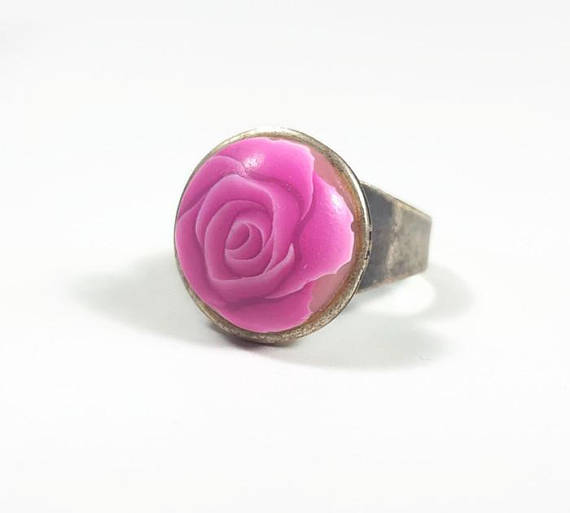 Prom ring, Bohemian ring, Vintage ring pink, Shabby chic rose ring, Romantic glamour ring, ring for girls, Dainty gift idea, trendy rings