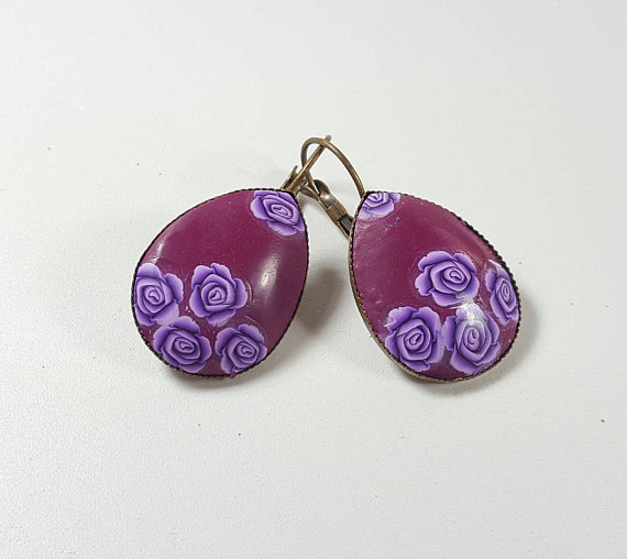 Purple teardrop earrings, Bridesmaid earrings, Dangle earrings, Dandle drop earrings, elegant chic earrings, everyday jewelry, gift for teen