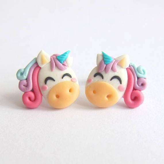 Polymer clay funny studs