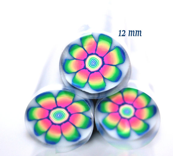 Rainbow flower cane, polymer clay canes ideas