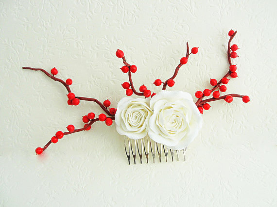 Polymer clay flower hair comb