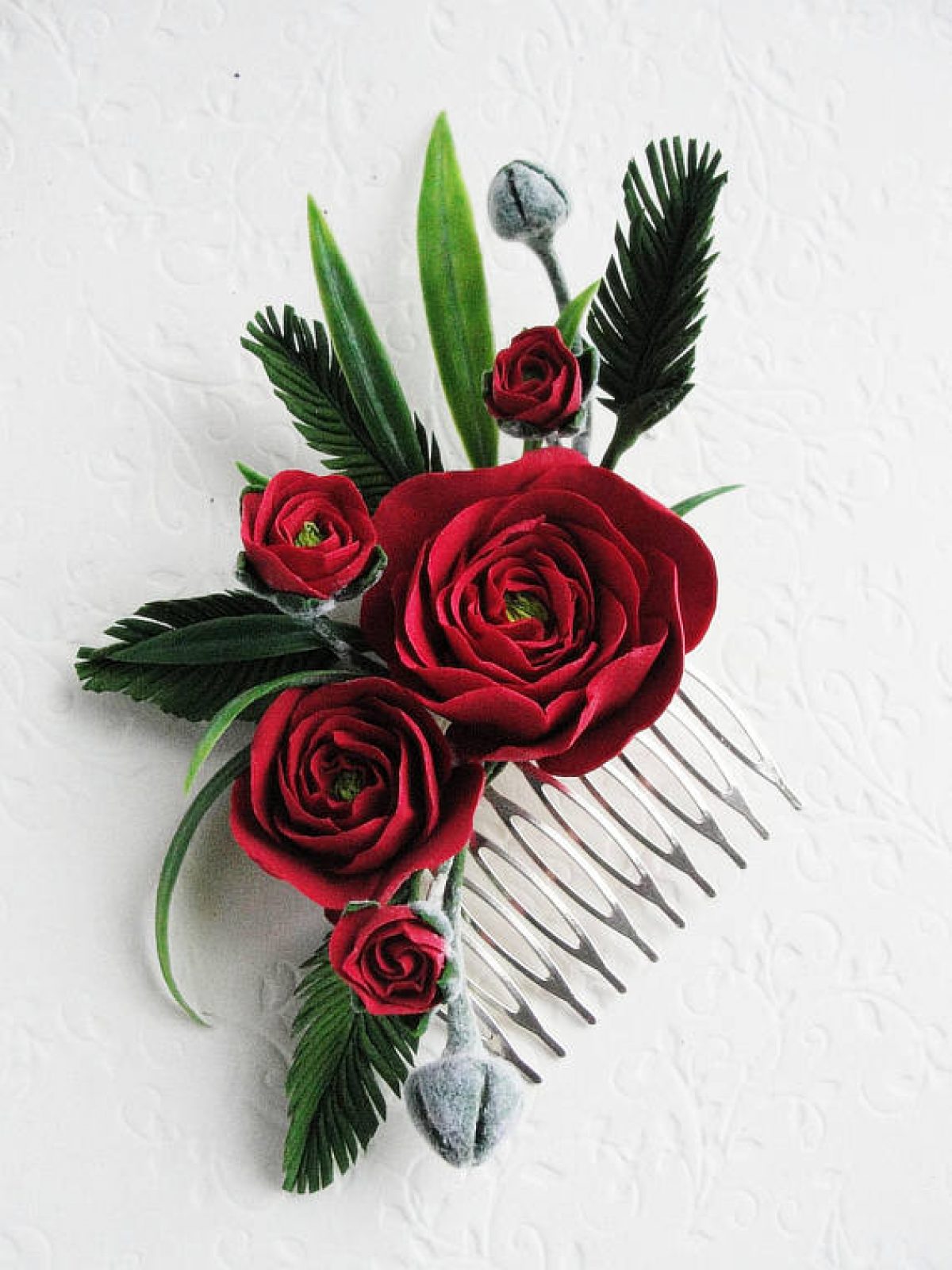red rose hair piece