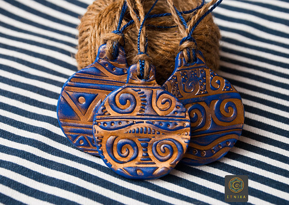Set of Three Christmas Ornaments Toys Blue Gold Polymer Clay Christmas Decoration Christmas Gift Idea Xmas Gifts Gift Mom Gift for Wife