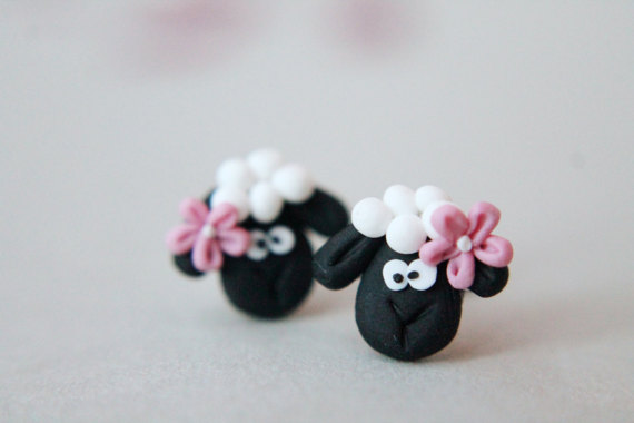 Sheep Earrings - Polymer Clay Jewelry - Handmade Earrings - Fimo Earrings - Fimo Studs - Clay Earrings - Handmade Studs - Easter Gift