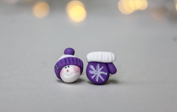 Polymer clay Christmas stud earrings