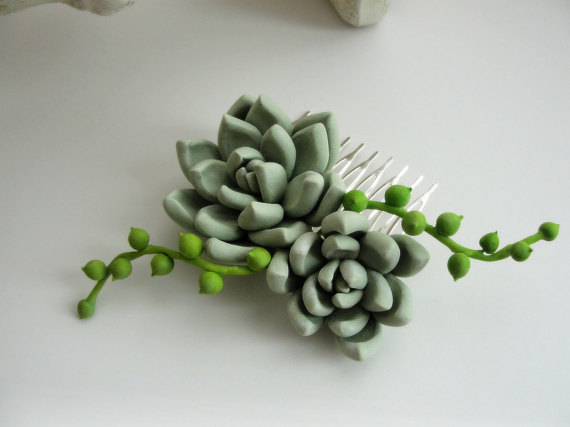 Polymer clay flower hair comb