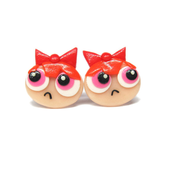 The Powerpuff Girls Earrings, Funny Jewelry, Polymer Clay Earrings, Stud Earrings, Post Earrings, Birthday Gifts Ideas, Colorful Earrings